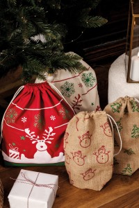 Sac avec cordon motifs de Noël