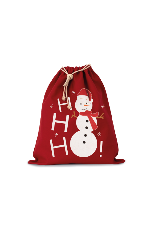 Sac coton à cordon motif bonhomme de neige