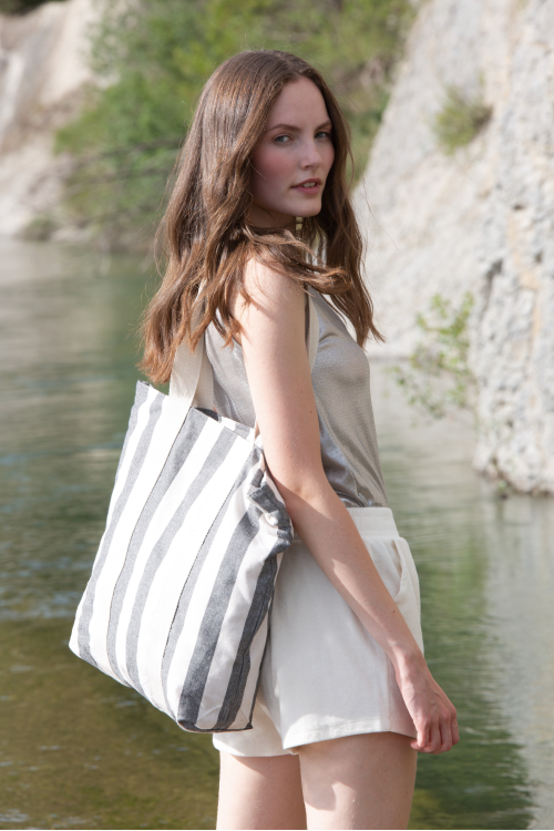 Sac shopping recyclé - Motifs rayés