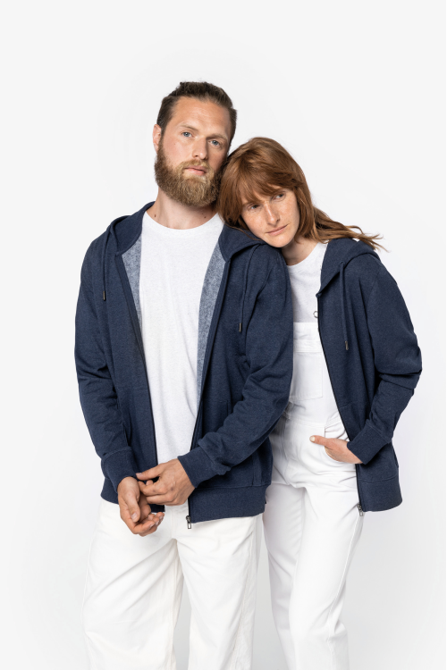 Sweat-shirt écoresponsable zippé à capuche recyclé unisexe