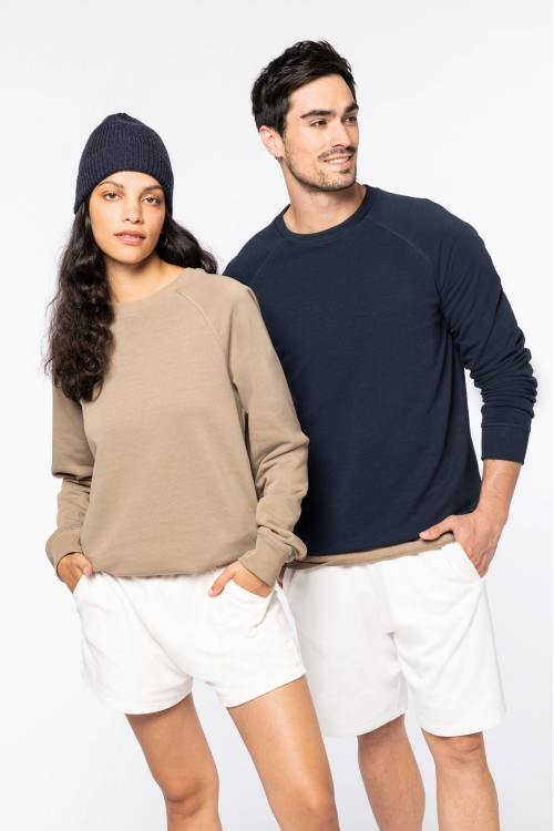 Sweat-shirt écoresponsable à col rond raglan French Terry unisexe