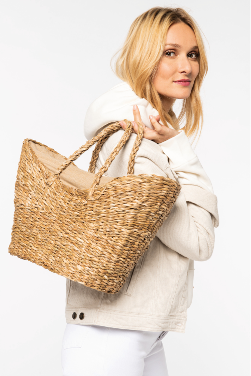 Sac panier demi-lune écoresponsable en jonc de mer