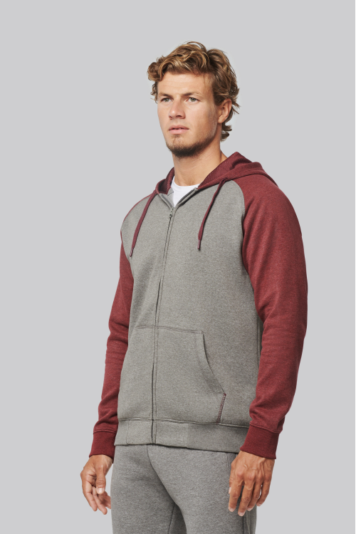 Veste molleton zippée capuche bicolore unisexe
