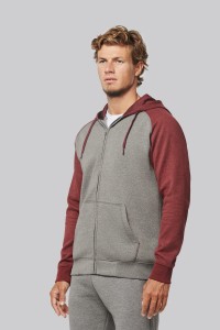 Veste molleton zippée capuche bicolore unisexe