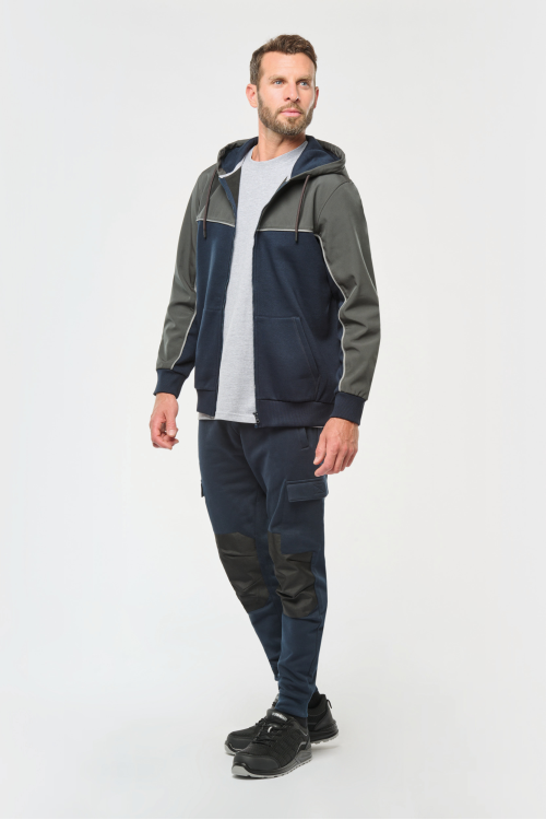 Veste molleton bicolore zippée à capuche écoresponsable unisexe