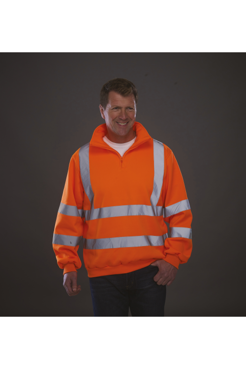 Sweat-shirt 1/4 zip haute visibilité