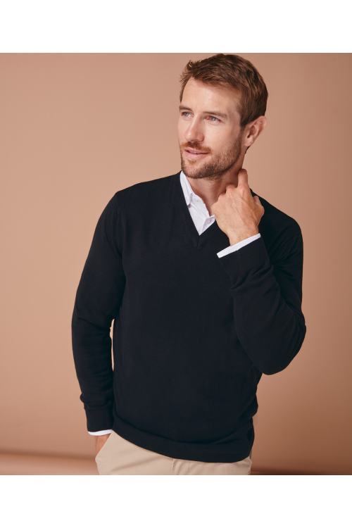 Pull à col V acrylique toucher cachemire Homme et Femme