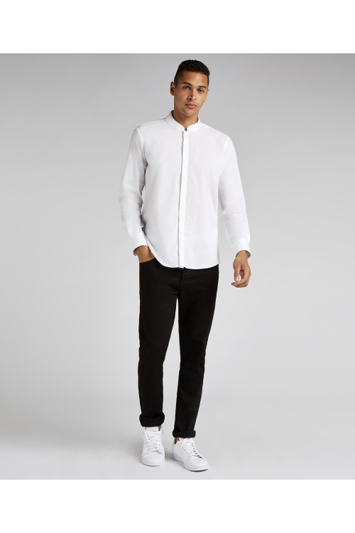 Chemise cintrée à col Mao à manches longues