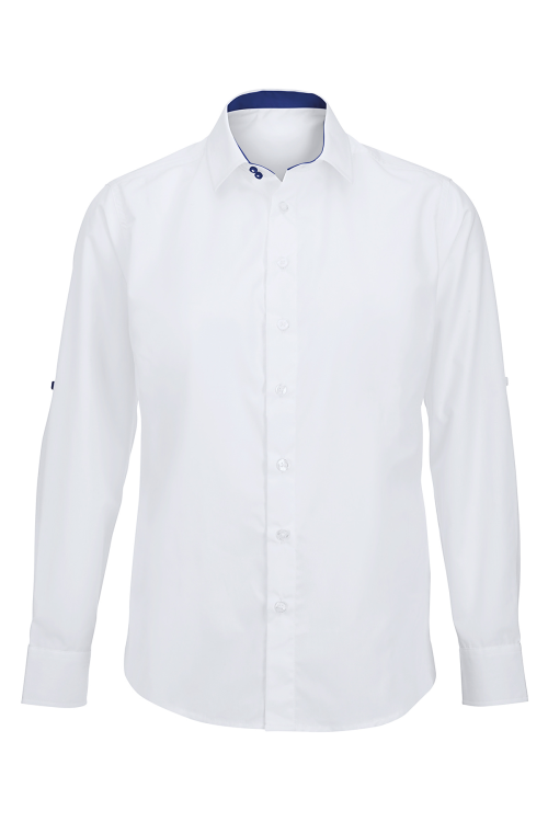 Chemise blanche à manches retroussées pour les hommes