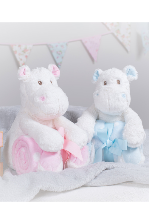 Hippo blanc avec couverture en polaire imprimée