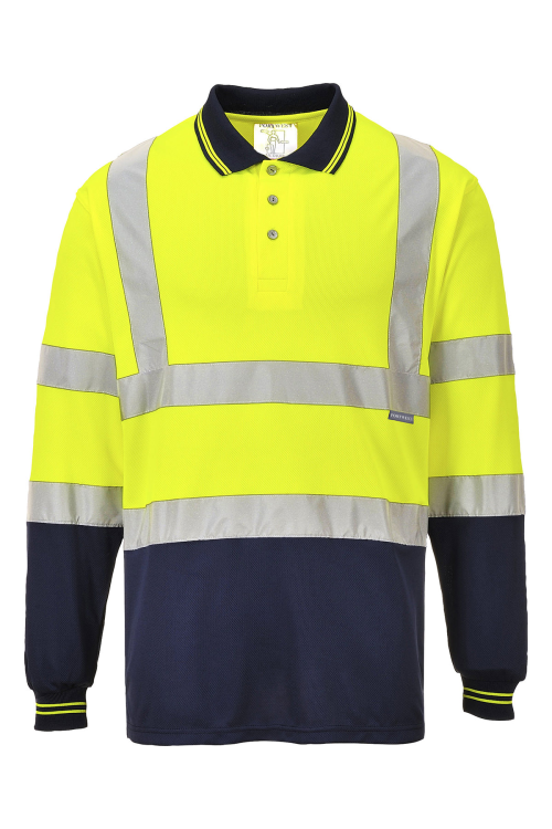 Polo bicolore à manches longues (S279)