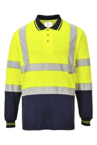 Polo bicolore à manches longues (S279)