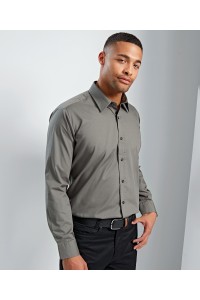 Chemise popeline ajustée à manches longues colours