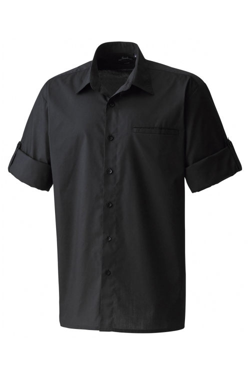 Chemise popeline à manches retroussables