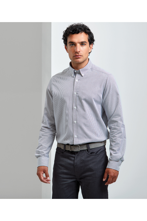 Chemise à rayures Oxford en coton majoritaire pour homme