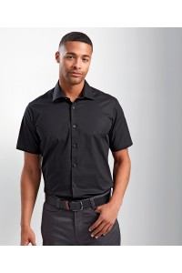 Chemise popeline stretch en coton manches courtes pour homme