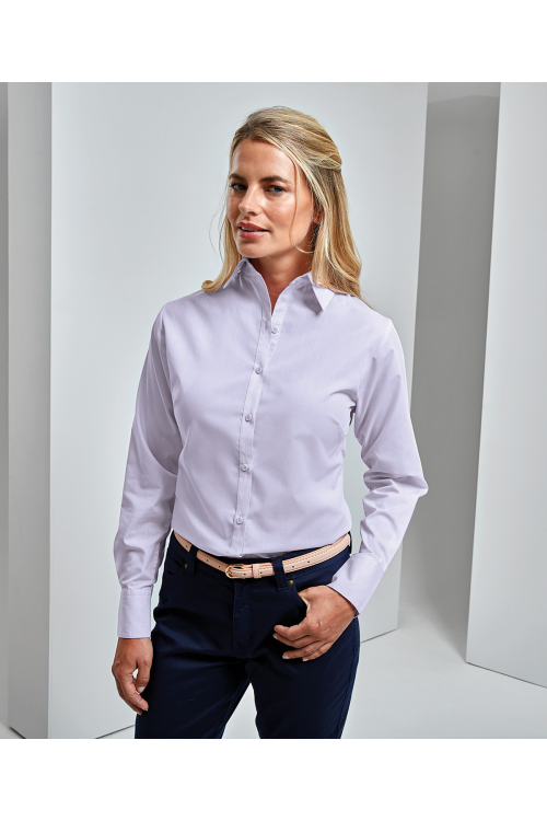 Chemisier popeline à manches longues Femme