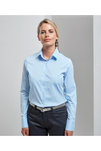 Chemise popeline stretch en coton manches longues pour femme