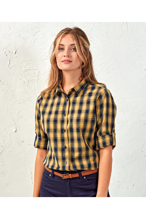 Chemisier Femme manches longues à carreaux en coton Mulligan