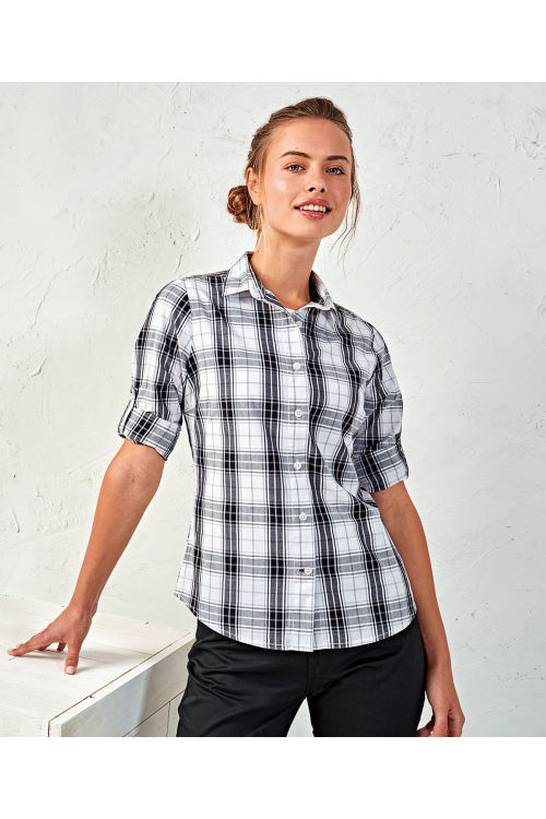 Chemisier Femme manches longues à carreaux en coton Ginmill