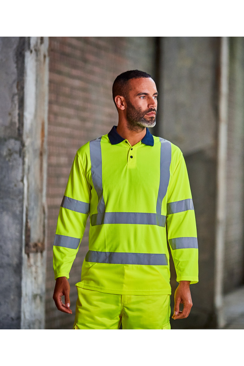 Polo manches longues à visibilité renforcée