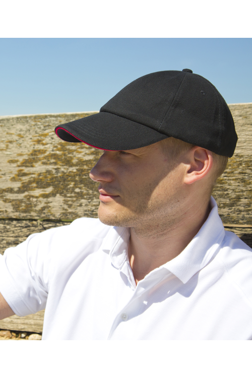 Casquette en coton brossé robuste de profil bas avec visière en sandwich