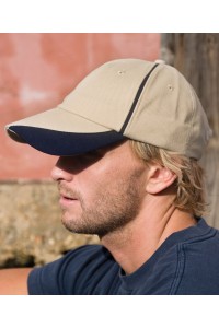 Casquette en coton brossé lourd à visière à festons et décor contrasté