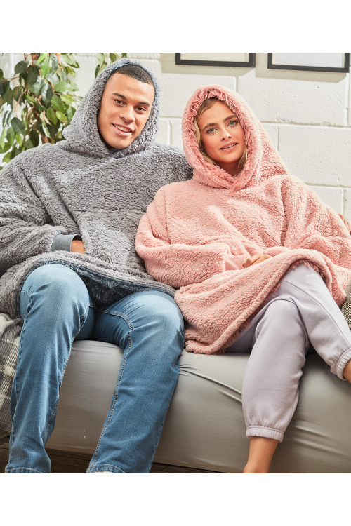 The Ribbon - Sweat à capuche en sherpa épais, réversible, confortable et oversize