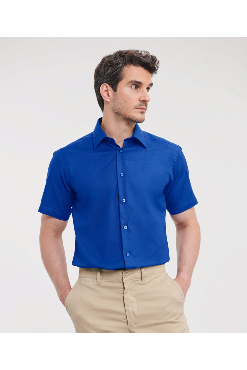 Chemise Oxford cintrée manches courtes facile d'entretien pour Homme