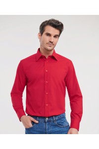 Chemise en popeline cintrée manches longues polyester/coton facile dentretien pour homme