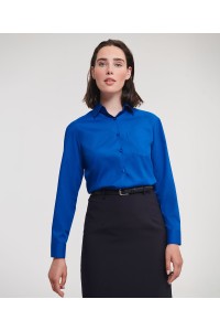 Chemise en popeline manches longues polyester/coton facile dentretien pour femme