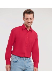 Chemise en popeline manches longues polyester/coton facile dentretien