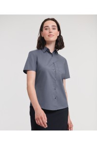 Chemise en popeline manches courtes polyester/coton facile d'entretien pour femme