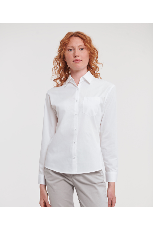 Chemise en popeline manches longues pur coton facile dentretien pour femme