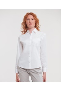 Chemise en popeline manches longues pur coton facile dentretien pour femme