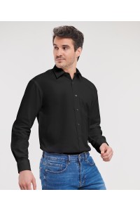 Chemise en popeline manches longues pur coton facile dentretien