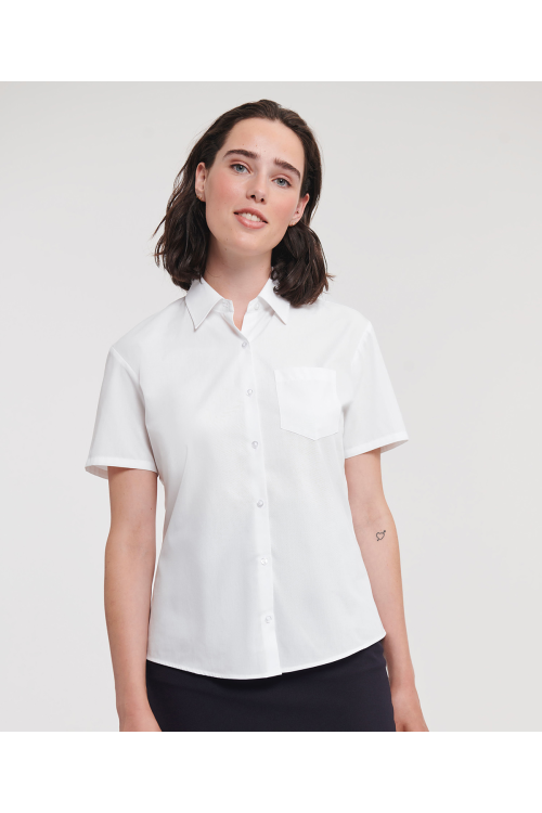 Chemise en popeline manches courtes pur coton facile dentretien pour femme
