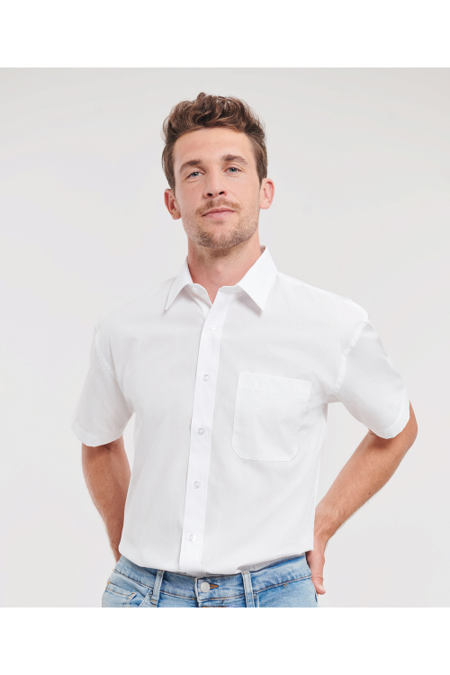 Chemise en popeline manches courtes pur coton facile dentretien