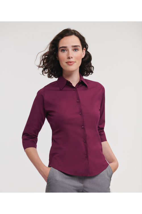 Chemise ajustée manches ¾ facile dentretien pour femme