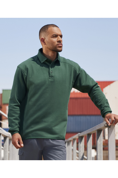 Sweat-shirt Col Polo Très Résistant