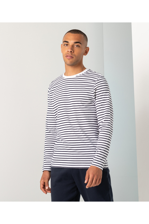 T-shirt unisexe rayé à manches longues