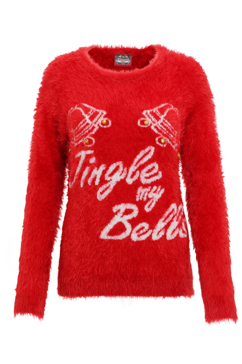 Pull de Noël en tricot 3D "jingle my bells" femme