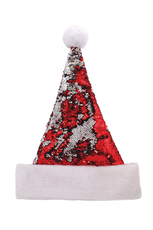 Bonnet de père Noël à paillettes réversibles