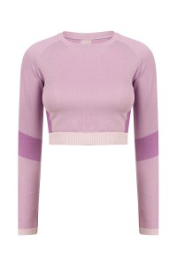 Haut court manches longues à empiècements sans coutures pour femmes