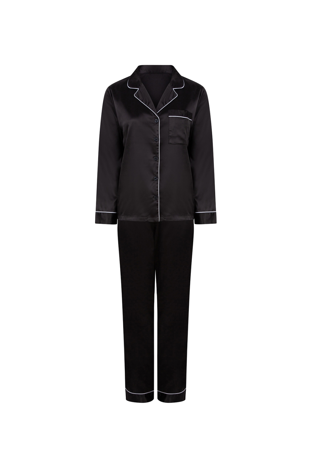 Pyjama Satin 2 Pièces Pour Femme - Col V Et Manches Longues - Boutonnière - Confortable Et élégant