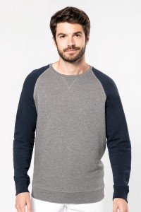 Sweat-shirt French Terry Bio bicolore col rond manches raglan homme