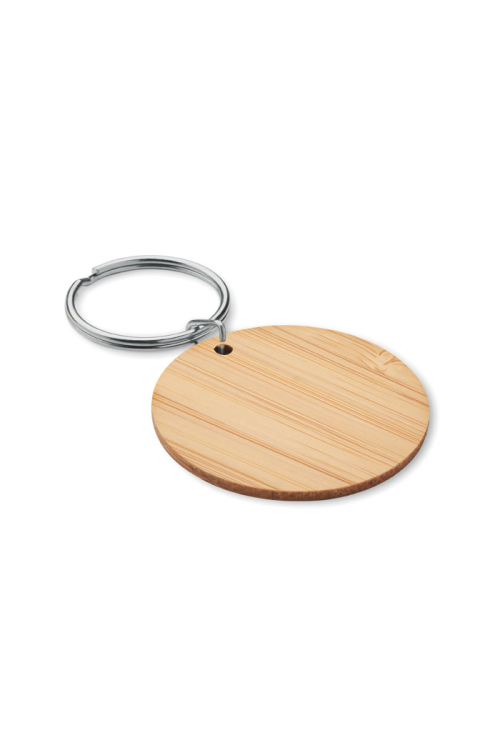 Porte-clés rond en bambou