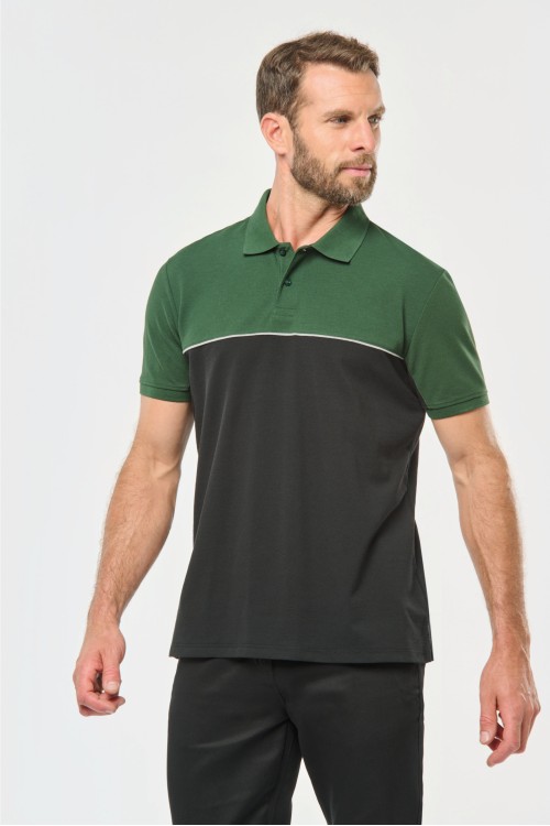 Polo bicolore écoresponsable manches courtes unisexe