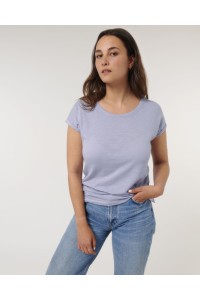 Le T-shirt slub femme bas de manche replié