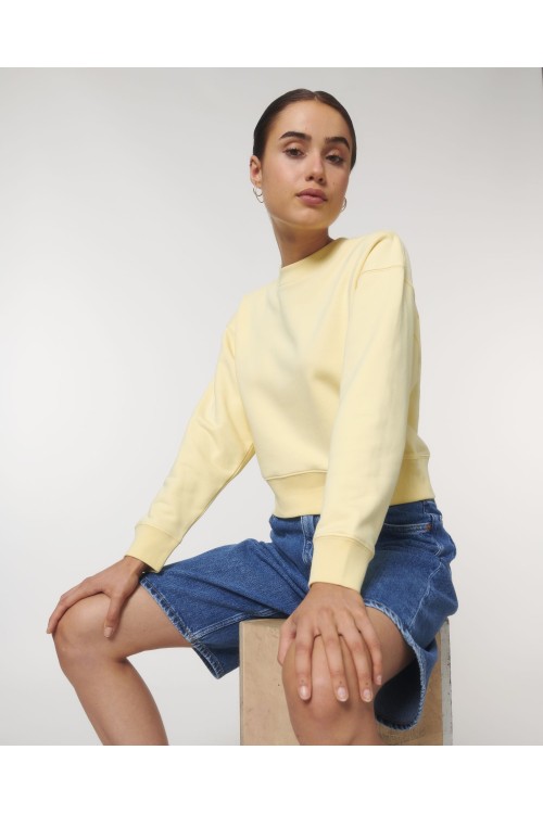 Le sweat-shirt crop à col rond pour femme